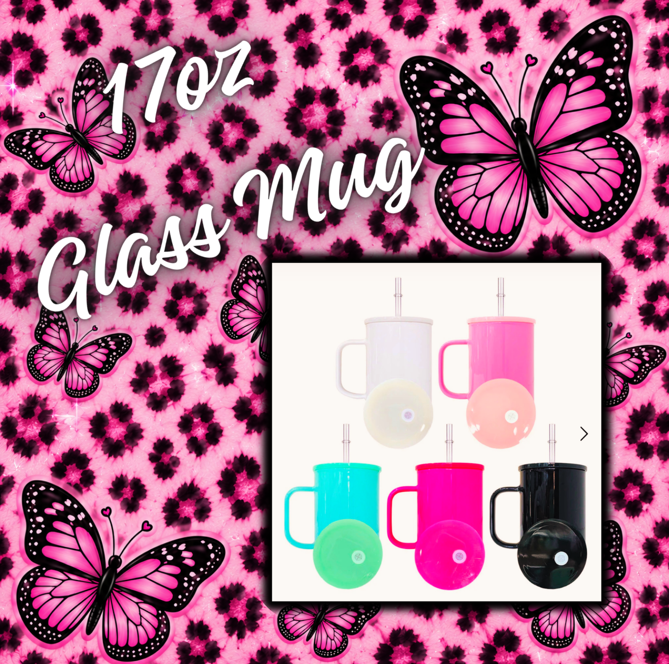 17oz glass mug with handle. Choose your color and wrap on live!